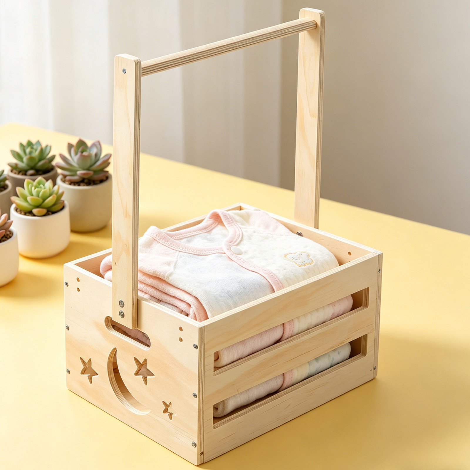 Keranjang Pakaian Kayu Portabe - Baby Clothing Keepsake ulasan dan harga