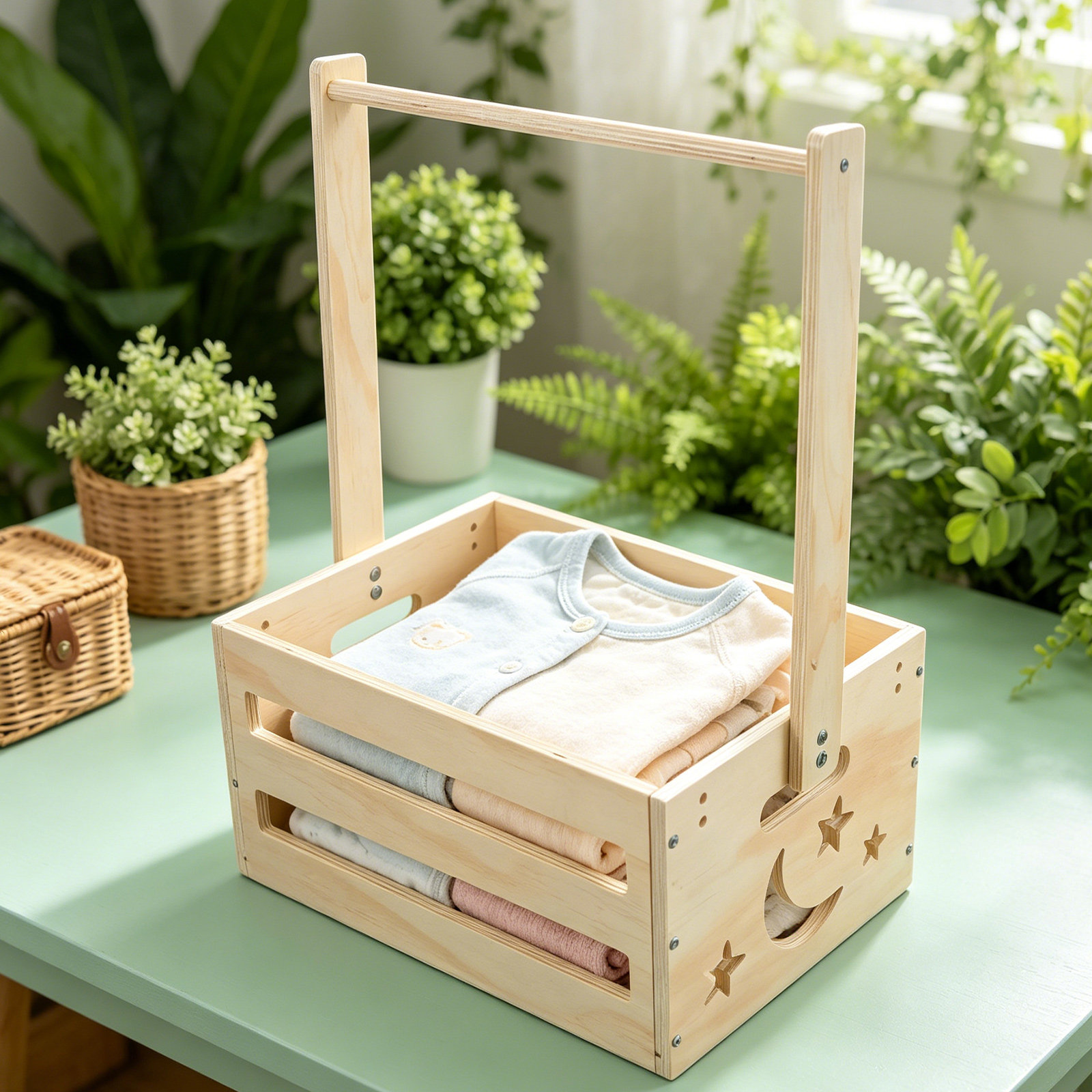 Keranjang Pakaian Kayu Portabe - Baby Clothing Keepsake ulasan dan harga